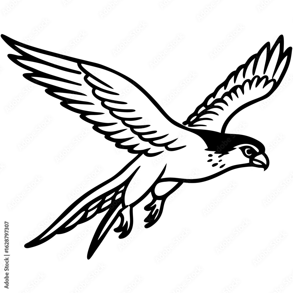 Obraz premium Stylized falcon in flight isolated on white background