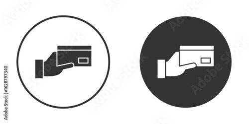 Card payment icon in black round