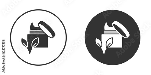 Body cream icon in black round