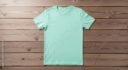 t-shirt mockup on a wooden table 
