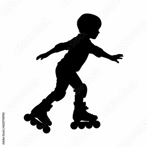 Child Roller Skating Silhouette in Motion