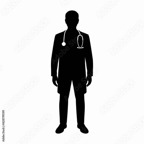 Doctor Silhouette with Stethoscope Icon