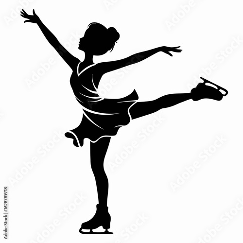 Elegant Silhouette of a Figure Skater in Motion