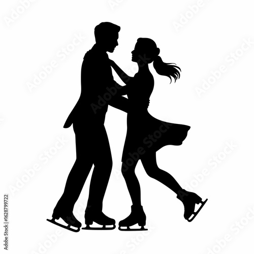 Elegant Ice Skating Dance Silhouette Couple