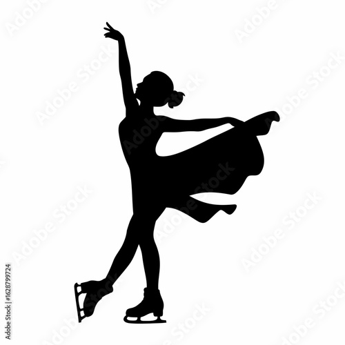 Elegant Silhouette of a Figure Skater in Motion