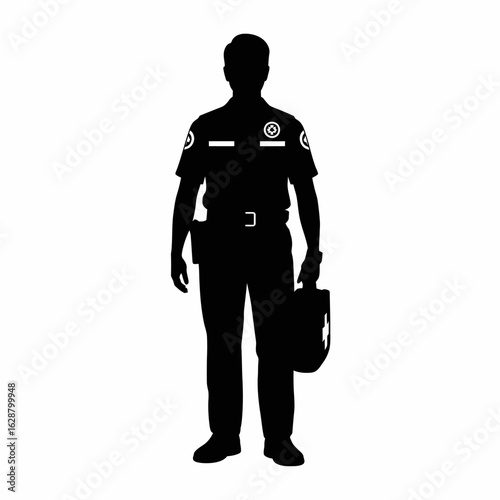 First responder silhouette with medical bag