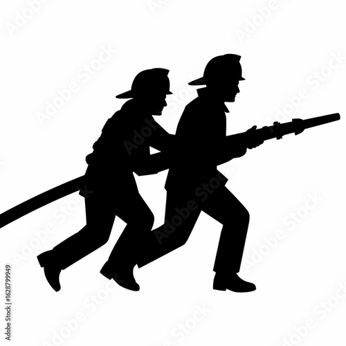 Firefighters in Action Silhouette