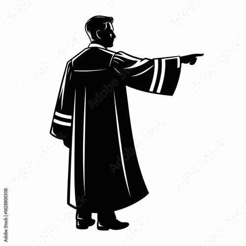 Judge Silhouette Pointing Directional Gesture