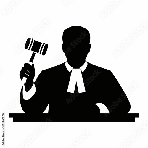 Judge with Gavel Silhouette Illustration