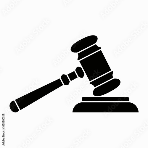 Judicial Gavel Icon on White Background