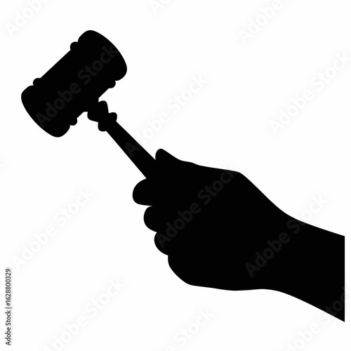 Justice Gavel Silhouette Icon for Legal Concepts