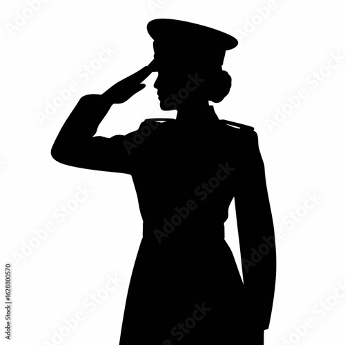 Military Woman Saluting Silhouette Illustration