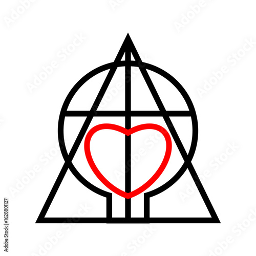 Alpha omega symbol. Jesus cross vector. Christian heart icon. Faith religion shape. EPS 10.