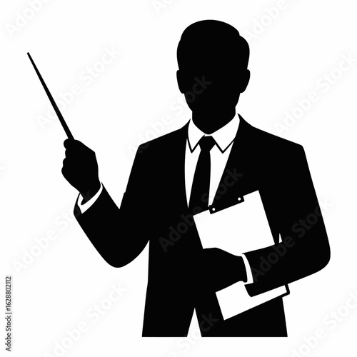 Professional Presenter with Pointer and Clipboard