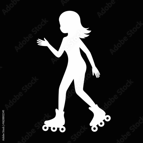 Silhouette of a Girl Roller Skating