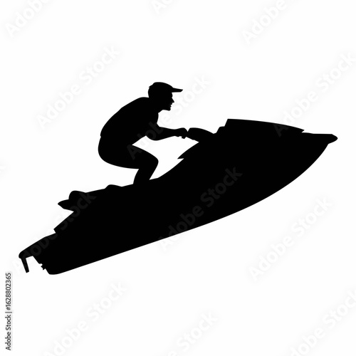 Silhouette of a Jet Ski Rider in Action