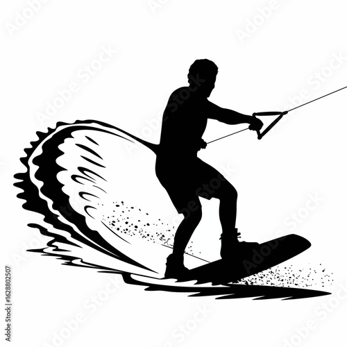 Silhouette of a Wakeboarder in Action