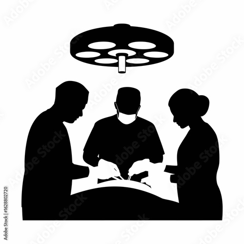 Surgical Team Performing an Operation Silhouette