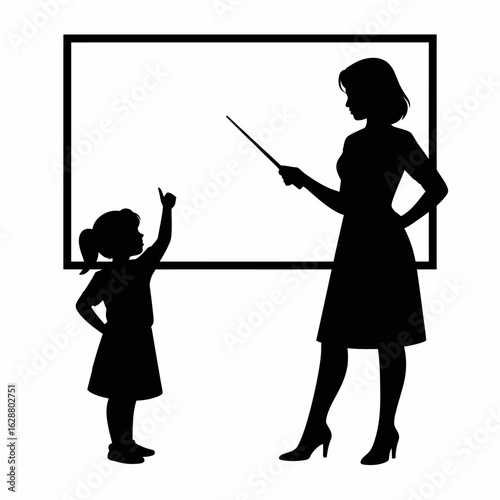 Teaching Silhouette Child and Teacher Interaction