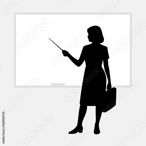 Teaching Silhouette with Pointer and Briefcase