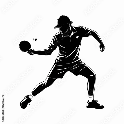 Table Tennis Player Silhouette in Action