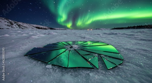 Broken Mirror Reflecting Northern Lights
