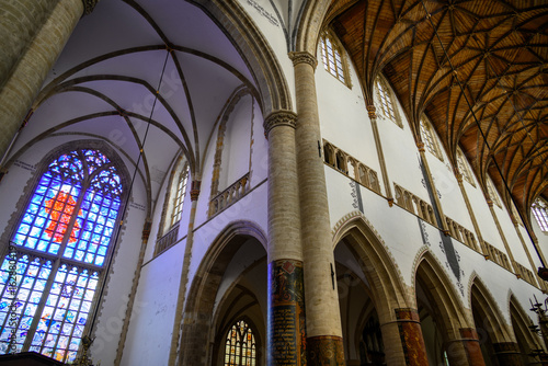 Interior of the Church of Saint Bavo Grote Kerk, Reformed Protestant church in Haarlem, Netherlands