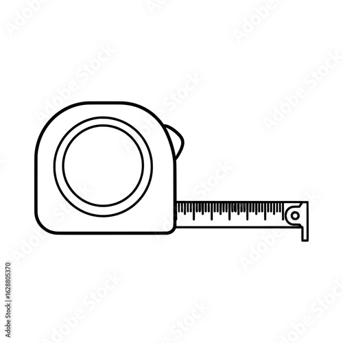 Vector illustration of measuring tape outline isolated on white background, a tool for construction