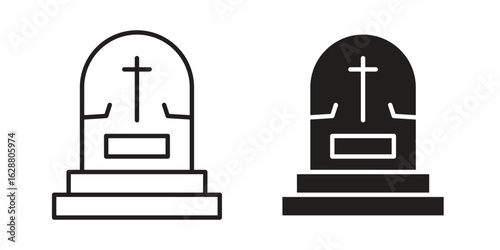 Tombstone icon vector Art Illustrations set.