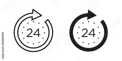 Time twenty four icon vector Art Illustrations set.