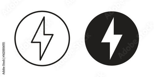 Thunder bolt icon vector Art Illustrations set.