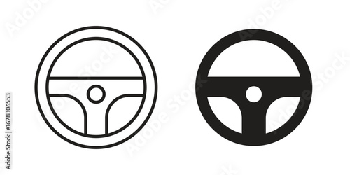 Steering wheel icon vector Art Illustrations set.
