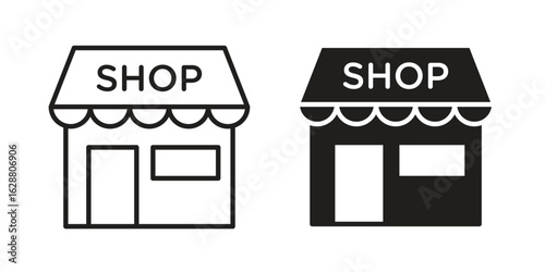 Shop icon vector Art Illustrations set.