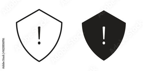 Shield exclamation icon vector Art Illustrations set.
