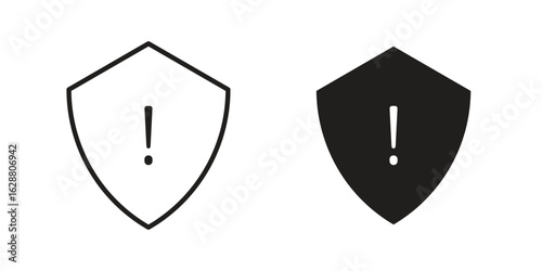 Shield exclamation icon vector Art Illustrations set.