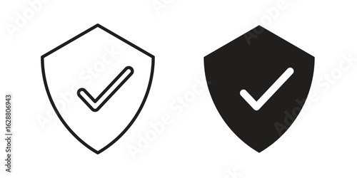 Shield check icon vector Art Illustrations set.