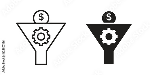 Sales funnel icon vector Art Illustrations set.