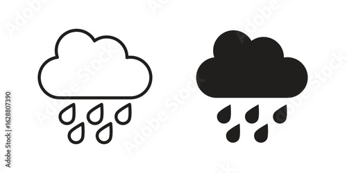 Rain icon vector Art Illustrations set.