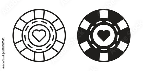 Poker chip icon vector Art Illustrations set.