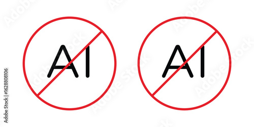 No ai sign icon vector Art Illustrations set.