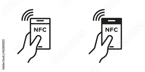 NFC communication icon vector Art Illustrations set.