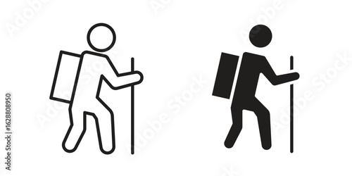 Hiking icon vector Art Illustrations set.