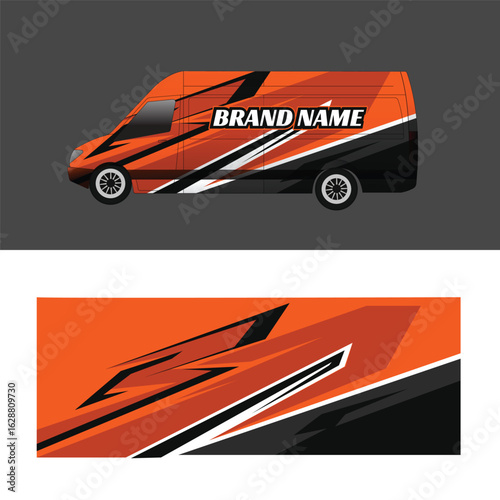 Cargo van body wrap decal livery design. Modern livery decal