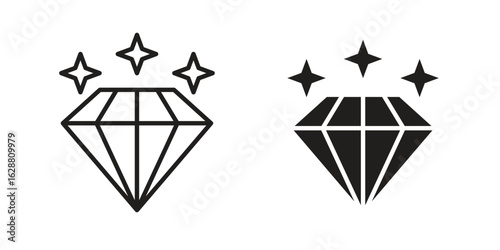 Diamond icon vector Art Illustrations set.