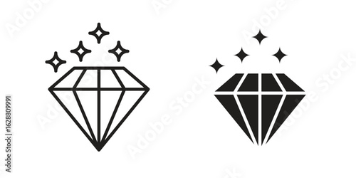 Diamond icon vector Art Illustrations set.