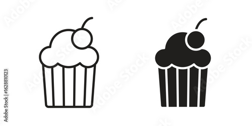 Cupcake icon vector Art Illustrations set.