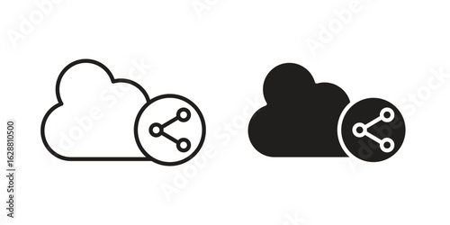 Cloud share icon vector Art Illustrations set.