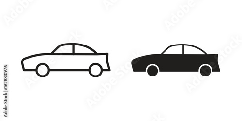 Car side view icon vector Art Illustrations set.