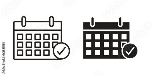 Calendar check icon vector Art Illustrations set.