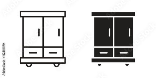 Cabinet icon vector Art Illustrations set.